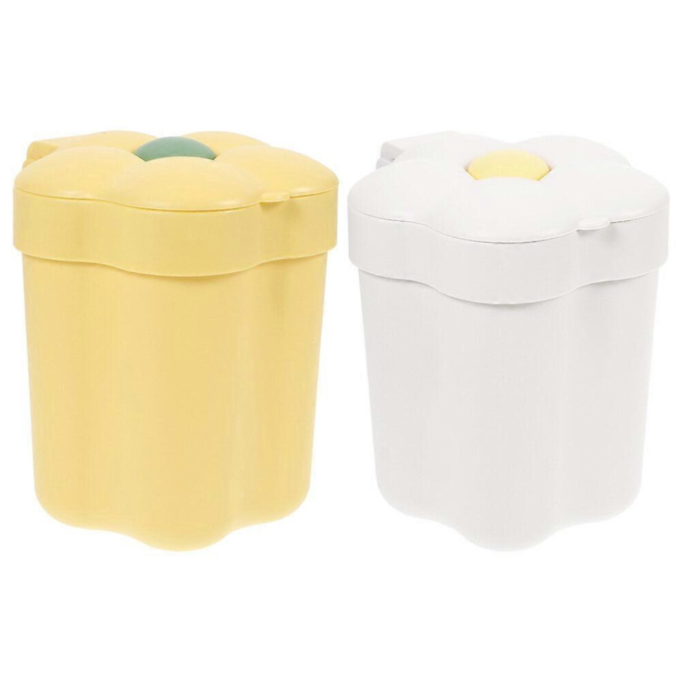 Kricely (As Show, One Size) 2Pcs Mini Rubbish Bin Creative Wastebasket Cartoon Shaped Trash Bin Home Rubbish Can