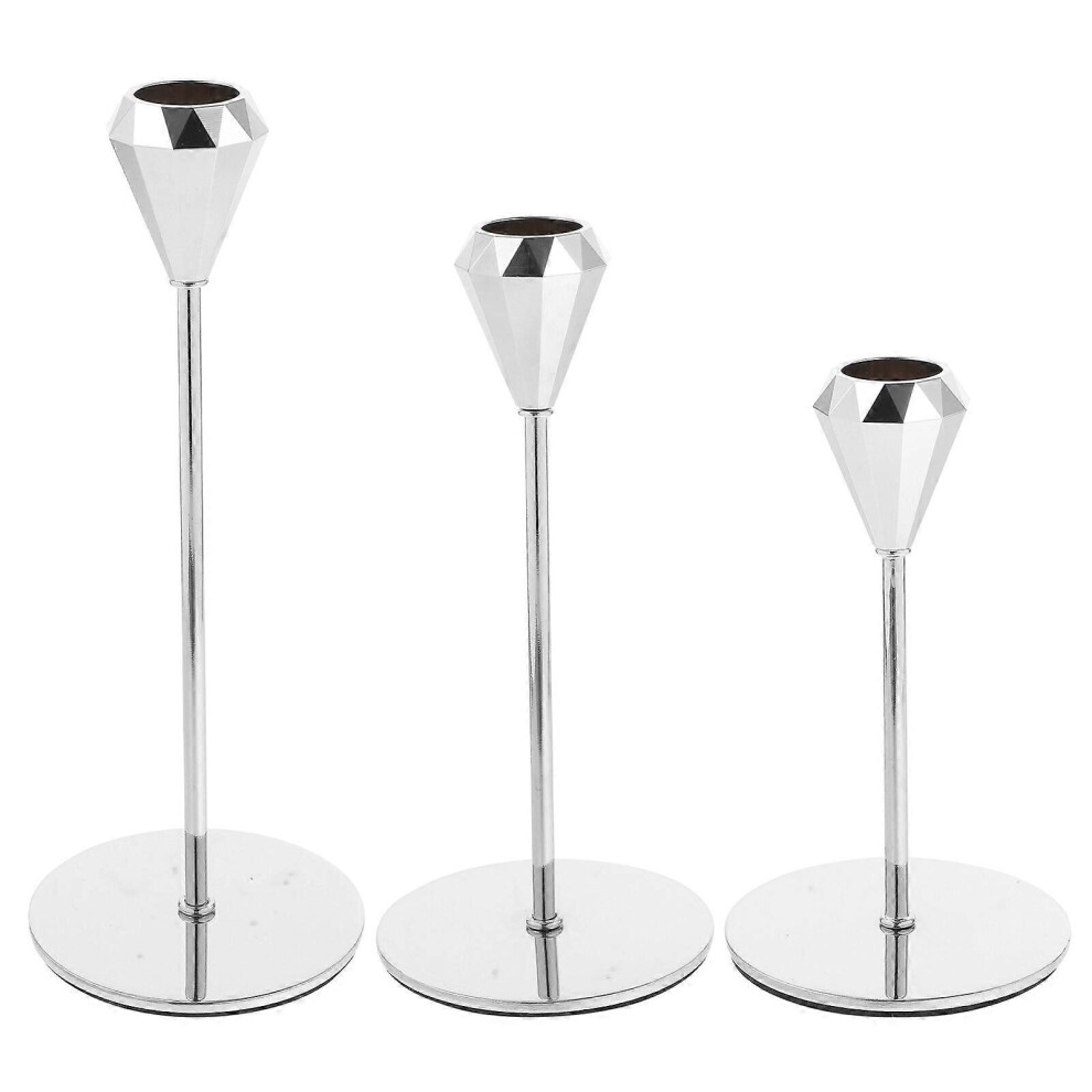 Kricely (As Show, One Size) 3Pcs Metal Candle Holder Pillar Candles Holders Iron Candlesticks For Wedding Party Banquets