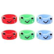 (As show, One size) 6pcs Frog Rings Resin Rings Cute Animal Finger Rings Funny Finger Jewelry for Teen Girls