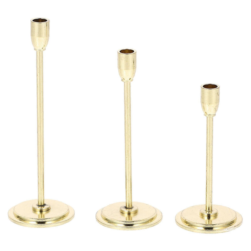 Kricely (As Show, One Size) 3Pcs Miniature Pillar Candle Stand Small Simulation Candlestick Metal Craft Mini Candle Holder