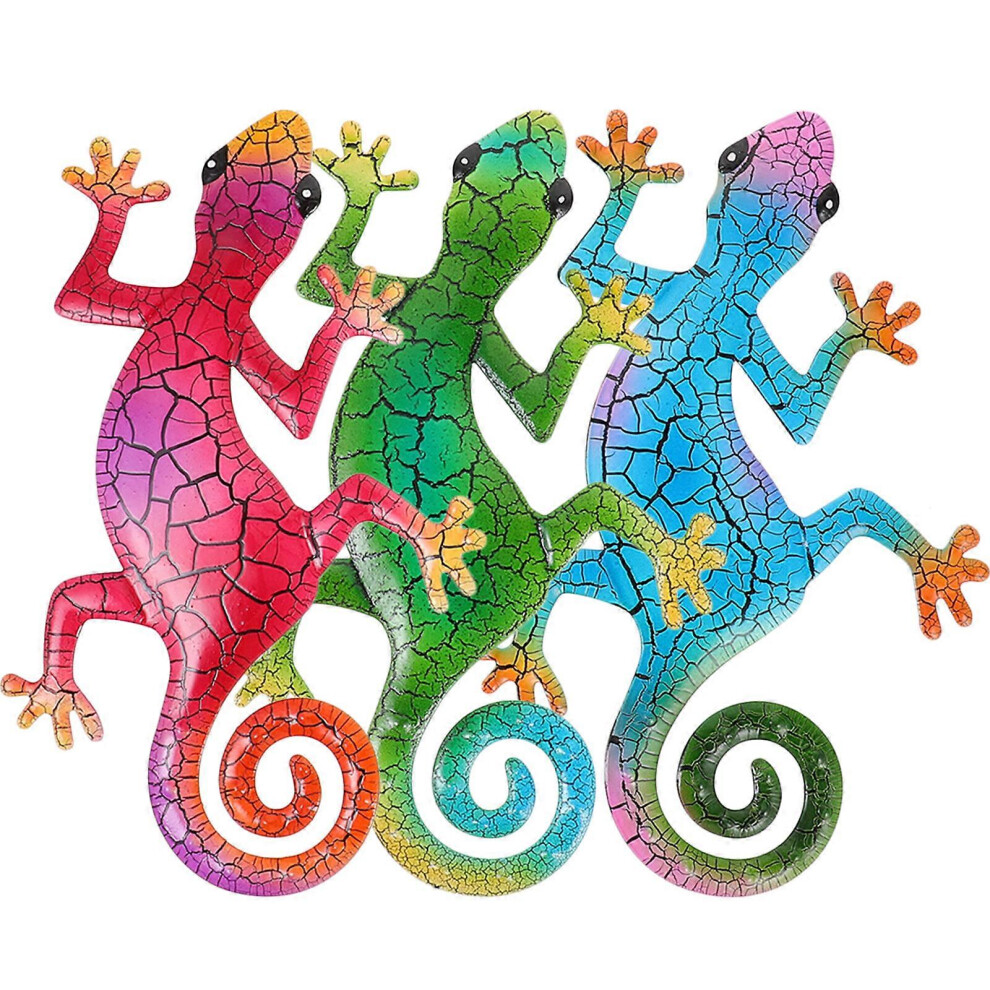 Kricely (As Show, One Size) 3Pcs Lovely Gecko Shaped Metal Craft Home Decorative Metal Ornament Home Decor