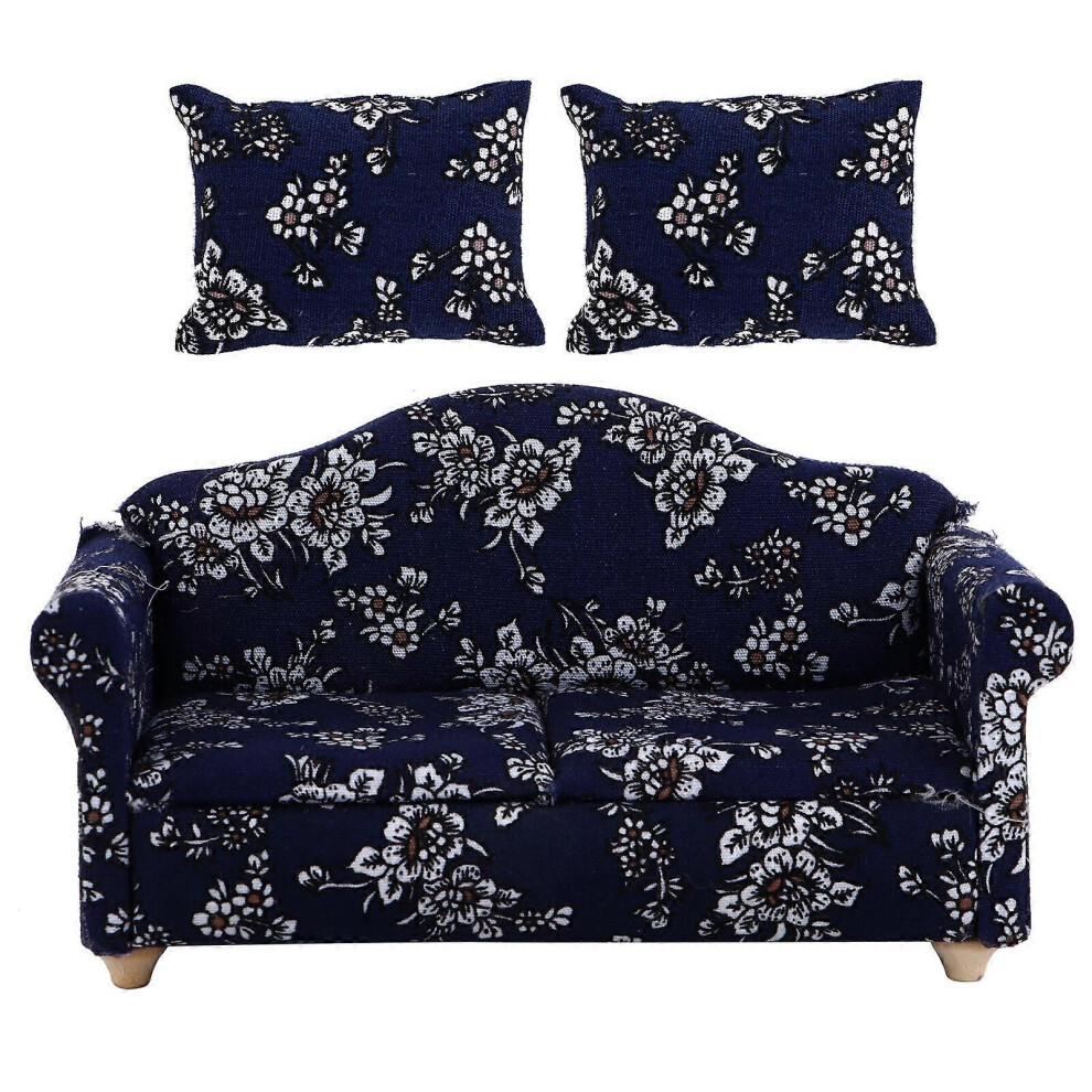 Kricely (As Show, One Size) Funny Dollhouse Sofa Mini House Sofa Toy Model Sofa Mini Sofa With 2Pcs Pillows