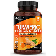 Turmeric Curcumin Tablets 2600mg - Black Pepper & Ginger 180 Tablets