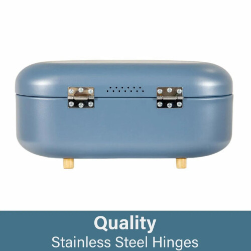 CALITEK Bread Bin with Bamboo Feet Carbon Steel Blue 1