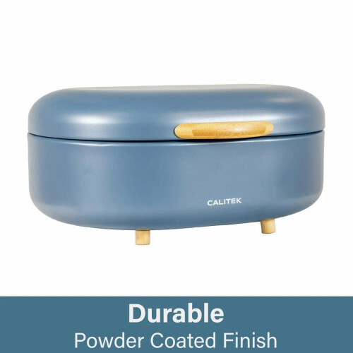 CALITEK Bread Bin with Bamboo Feet Carbon Steel Blue 2