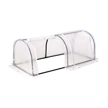 (2 Sections) GardenKraft Polytunnel Greenhouses / Sturdy Steel Frame & Plastic Mesh Cover / Easy Access Roll Up Zipper Doors