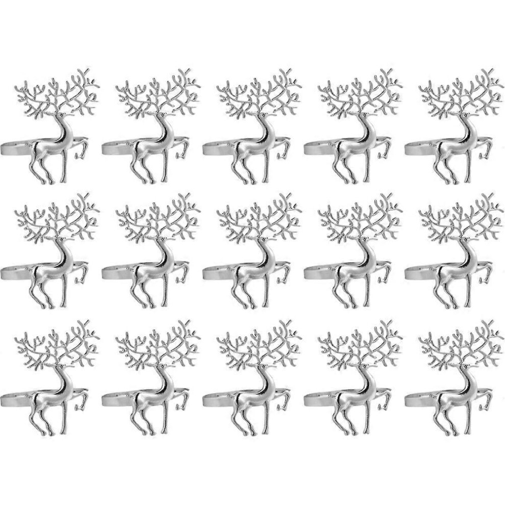 Kricely (As Show, One Size) 15Pcs Xmas Napkin Rings Christmas Serviette Buckles Metal Napkin Buckles Party Supplies