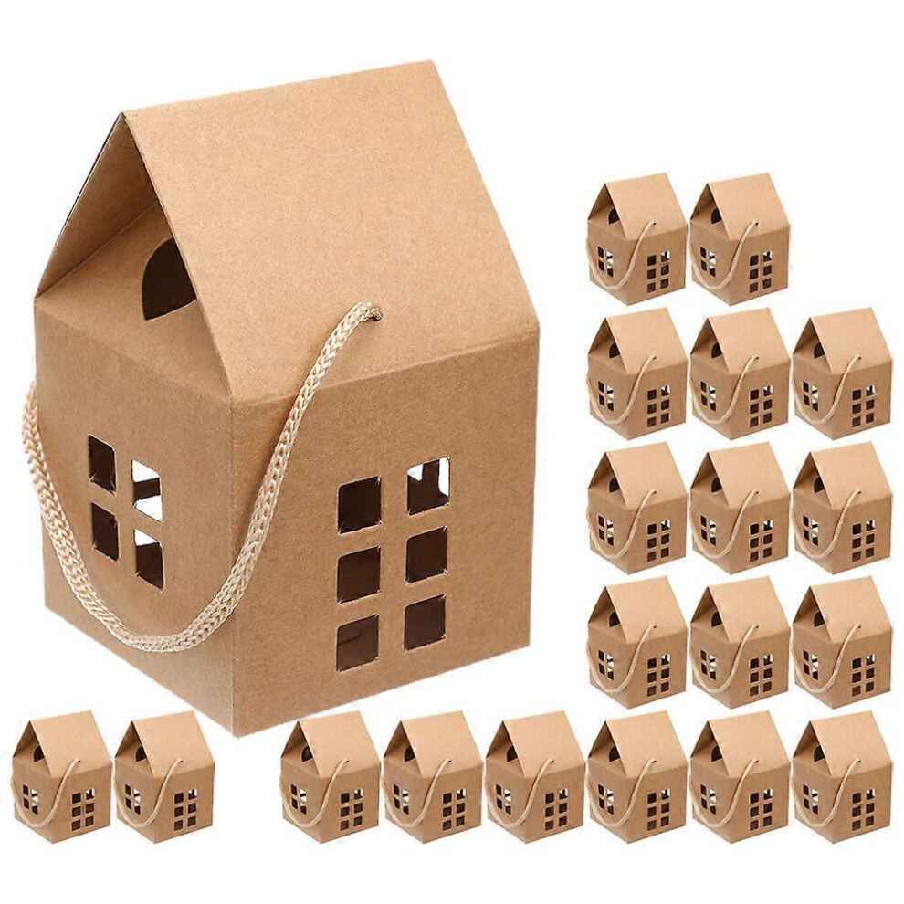 Kricely (As Show, One Size) 20Pcs Christmas Treat Boxes Candy Cookie Boxes Present Wrapping Boxes Portable Paper Cases