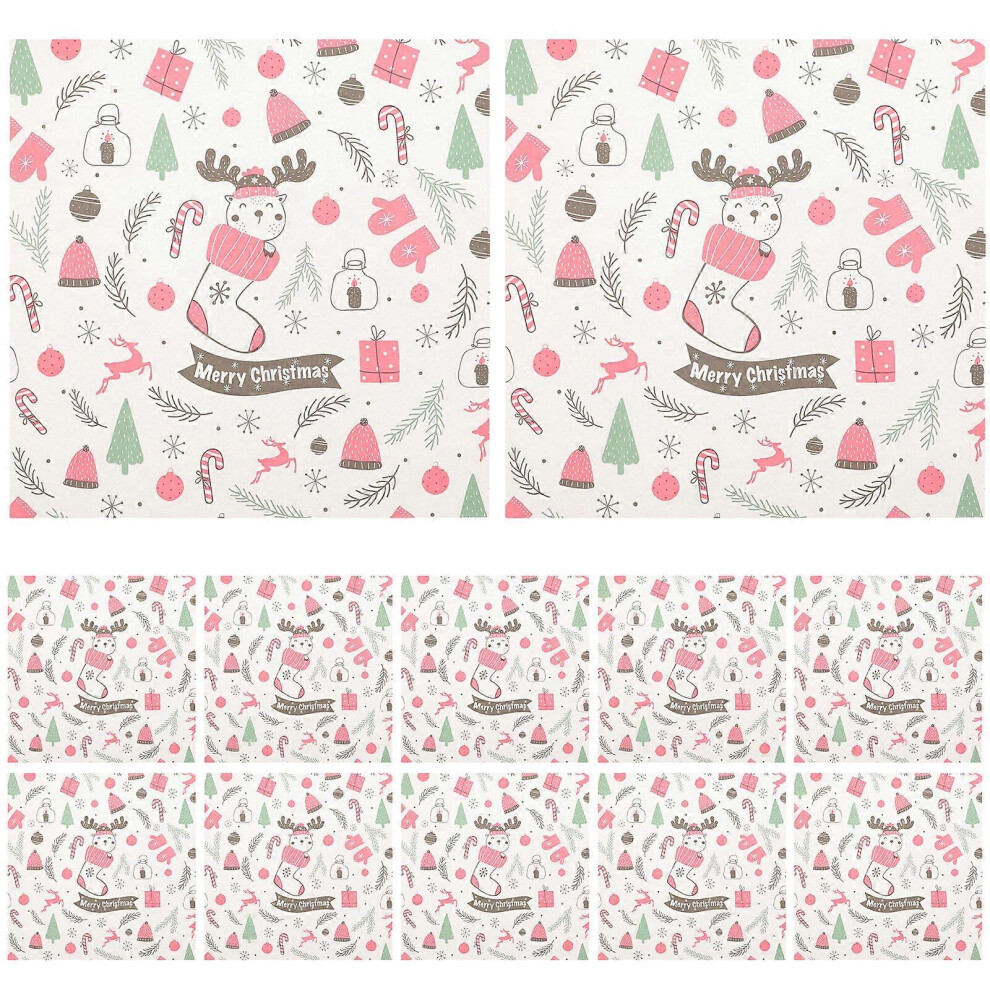 Kricely (As Show, One Size) 50Pcs Disposable Food Wrap Paper Adorable Xmas Design Grease-Proof Paper Food Picnic Paper