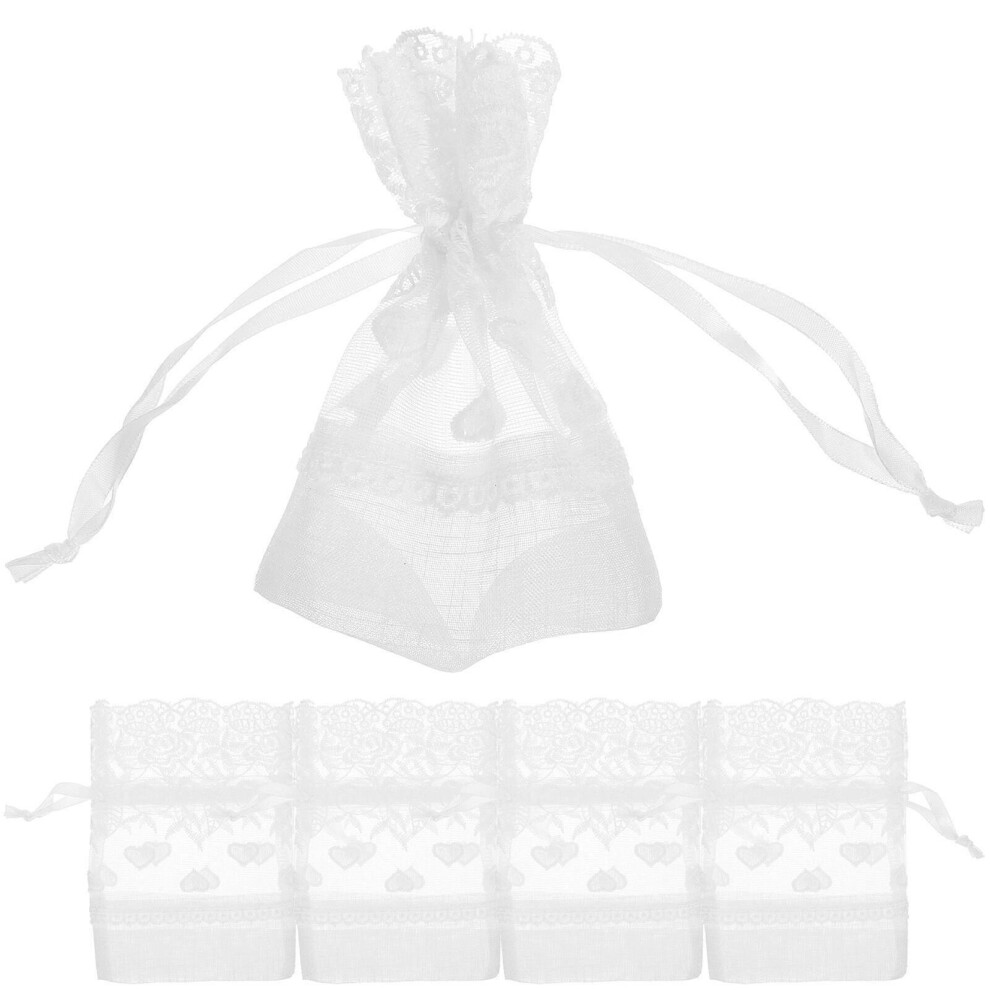 Kricely (As Show, One Size) 5Pcs Jewelry Pouches Sheer Drawstring Pouches Mesh Candy Favor Bag For Wedding Party