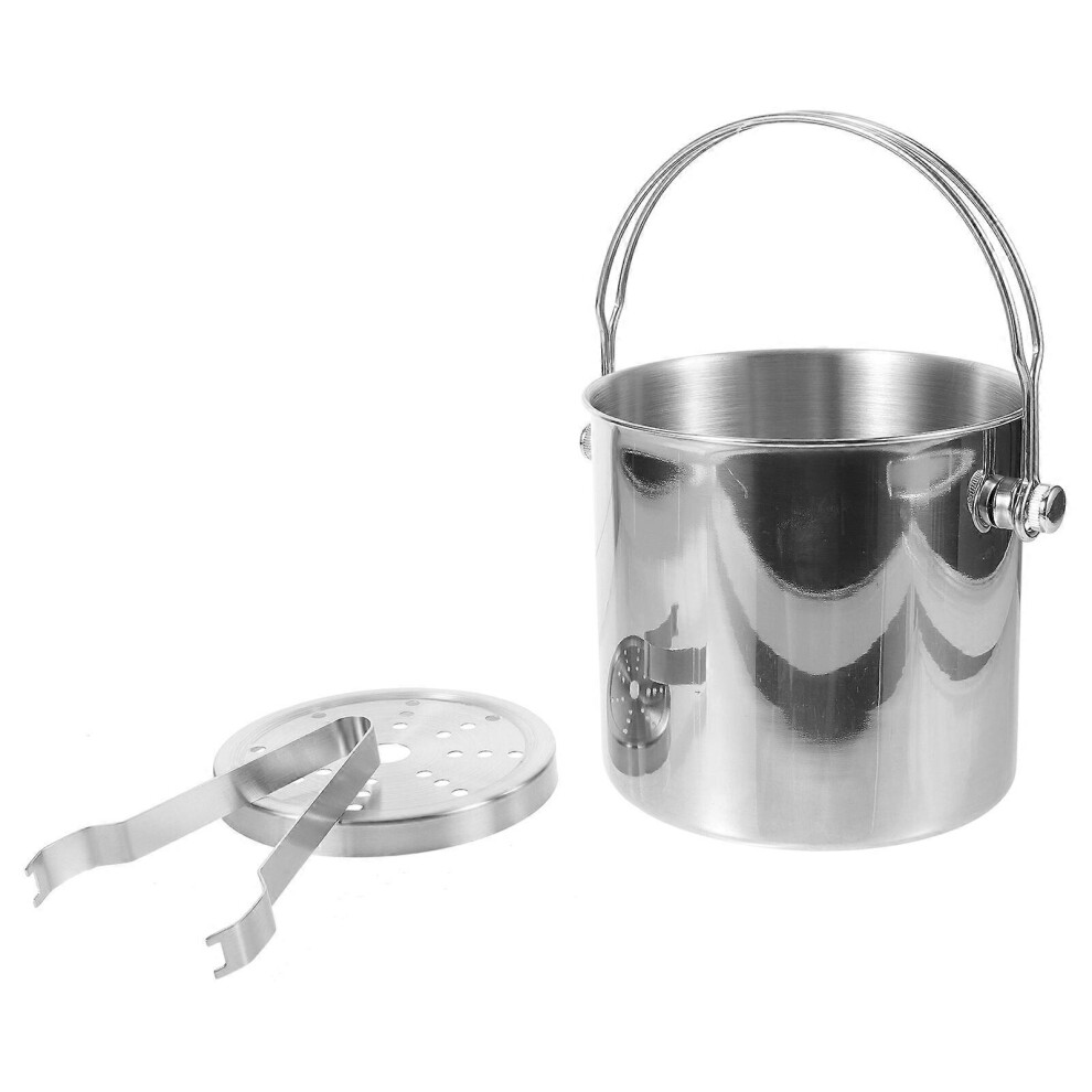 Kricely (As Show, One Size) Drinks Ice Cooling Bucket Beer Ice Cube Bucket Metal Ice Cube Bucket With Tong For Bar Restaurant(2L)