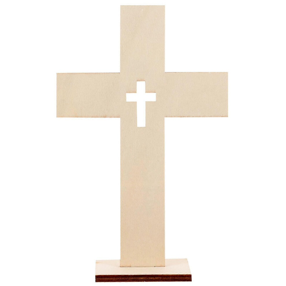 Kricely (As Show, One Size) 10Pcs Wooden Cross Garniture Wooden Cross Decor Cross Figurine Decorative Cross Craft