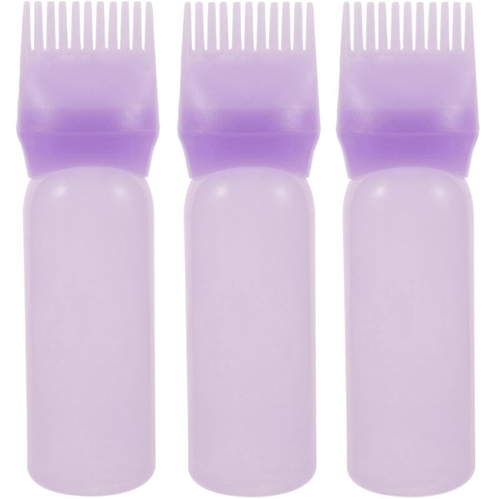 Kricely (17.5X4.5cm, As Shown) 3Pcs Root Comb Applicator Bottle Hair Oil Applicator Bottle Hair Dye Comb Bottle