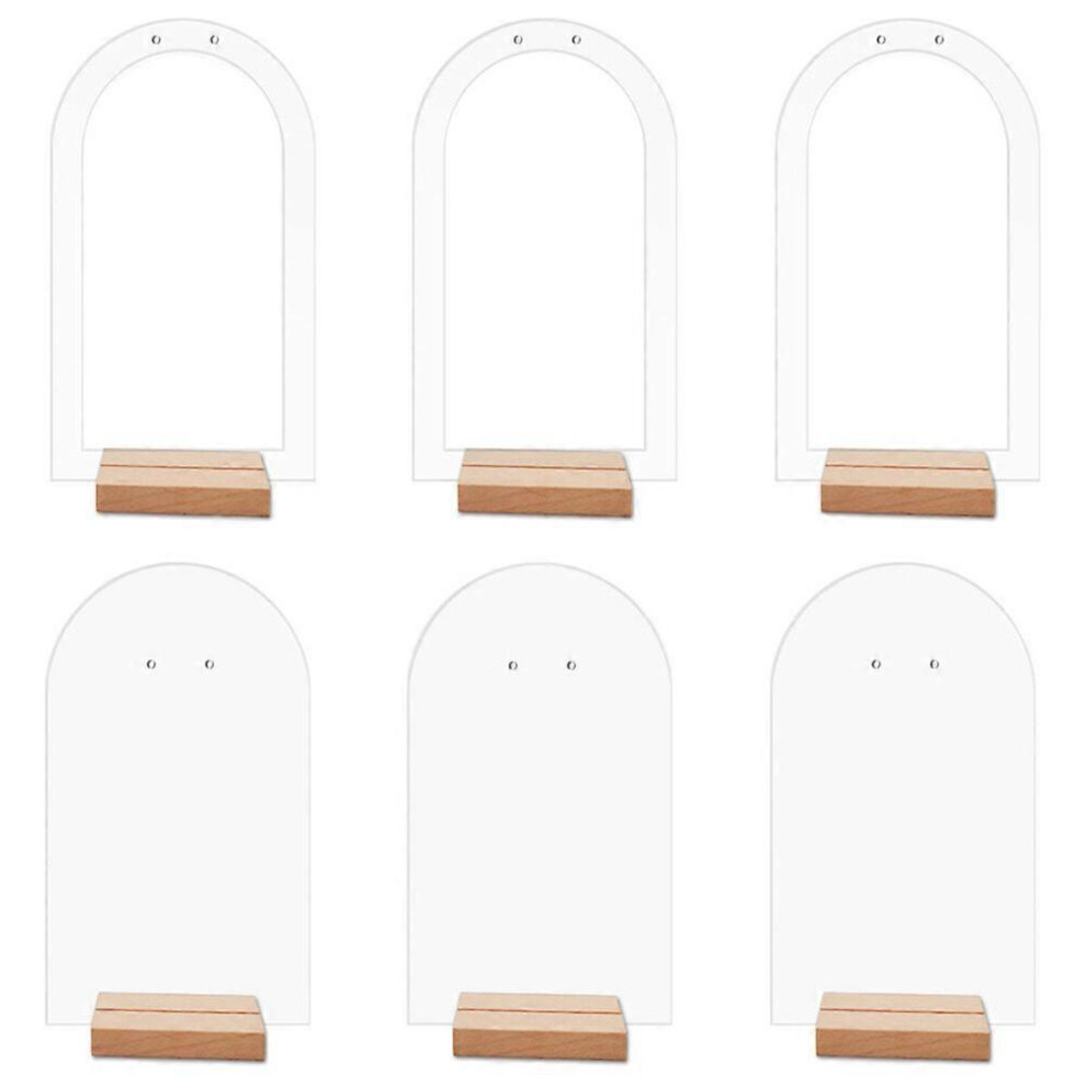 Kricely (As Show, One Size) 6Pcs Acrylic Earring Display Stand Jewelry Retail Holder Arch Acrylic Earring Holder Stands With Wooden Bases