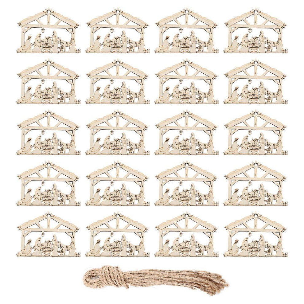 Kricely (As Show, One Size) 20Pcs Delicate Wooden Hanging Pendant House Shape Diy Hanging Ornament Door Wall Hanging Decoration Party Favors