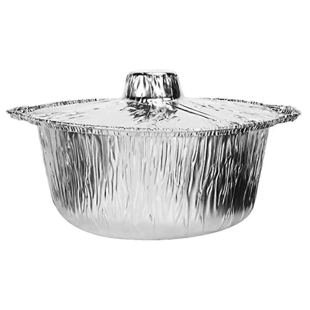 Kricely (As Show, One Size) Aluminum Foil Pot With Lid Recyclable Cooking Container Aluminum Foil Pot For Camping Vacation