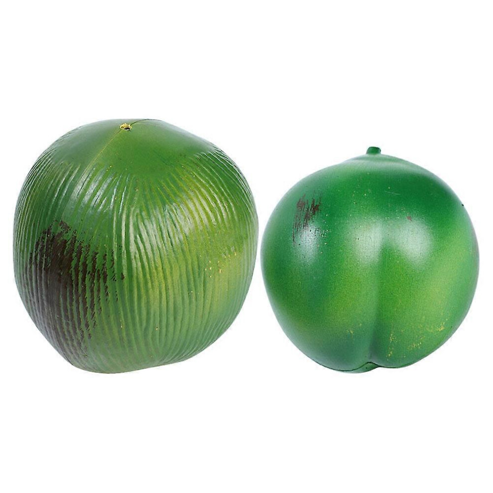 Kricely (As Show, One Size) 2Pcs Simulated Coconuts Prop Fake Coconuts Model Plastic Tropical Fruit Model Photo Prop