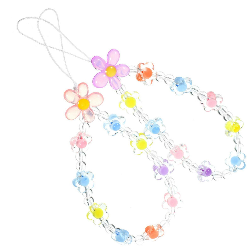 Kricely (As Show, One Size) 2Pcs Phone Charms Kawaii Beaded Lanyards Phone Straps Flower Phone Hanging Accessories