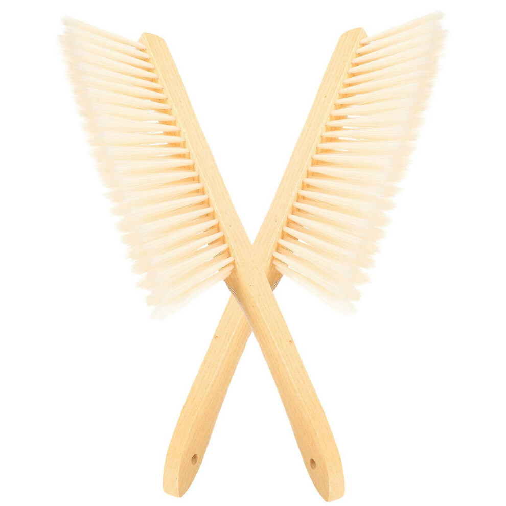 Kricely (As Show, One Size) 2Pcs Hand Brush Soft Bristle Cleaning Brush Dust Cleaning Brush Wood Handle Brush