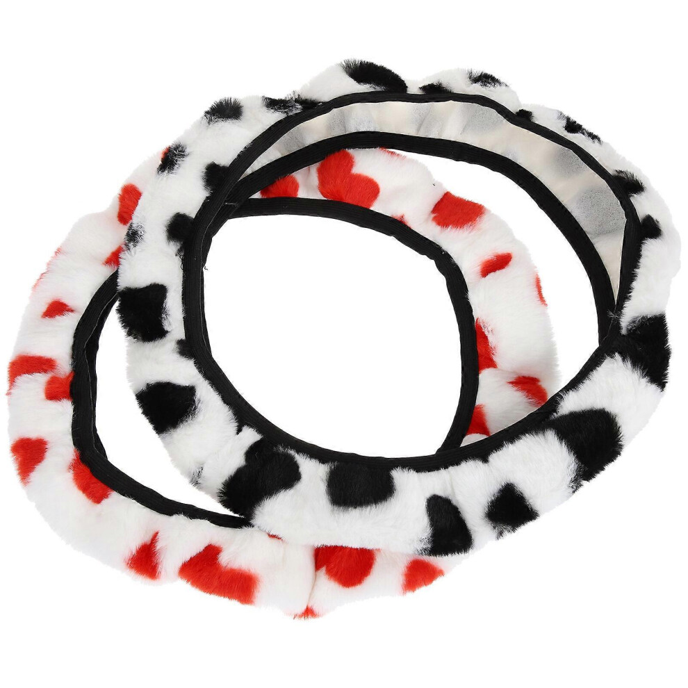 Kricely (As Show, One Size) 2Pcs Car Steering Wheel Covers Vehicle Wheel Protectors Plush Car Wheel Covers