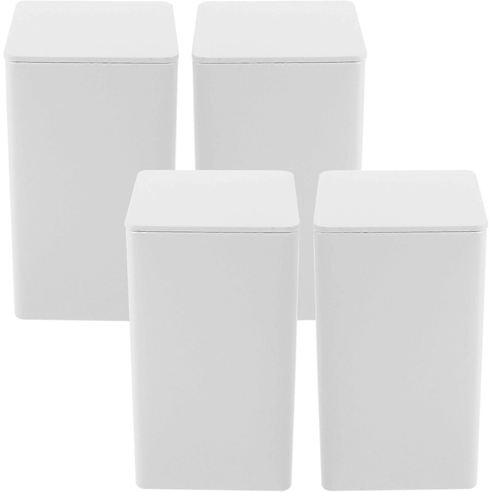 Kricely (, One Size) 4Pcs Storage Jars Tinplate Coffee Bean Container Storage Jar Loose Tea Jars White