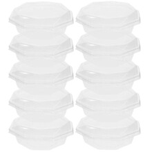 (As show, One size) 10 Set of Fruit Serving Tray Disposable Clear Takeaway Fruit Box Fruit Takeaway Plate with Lid