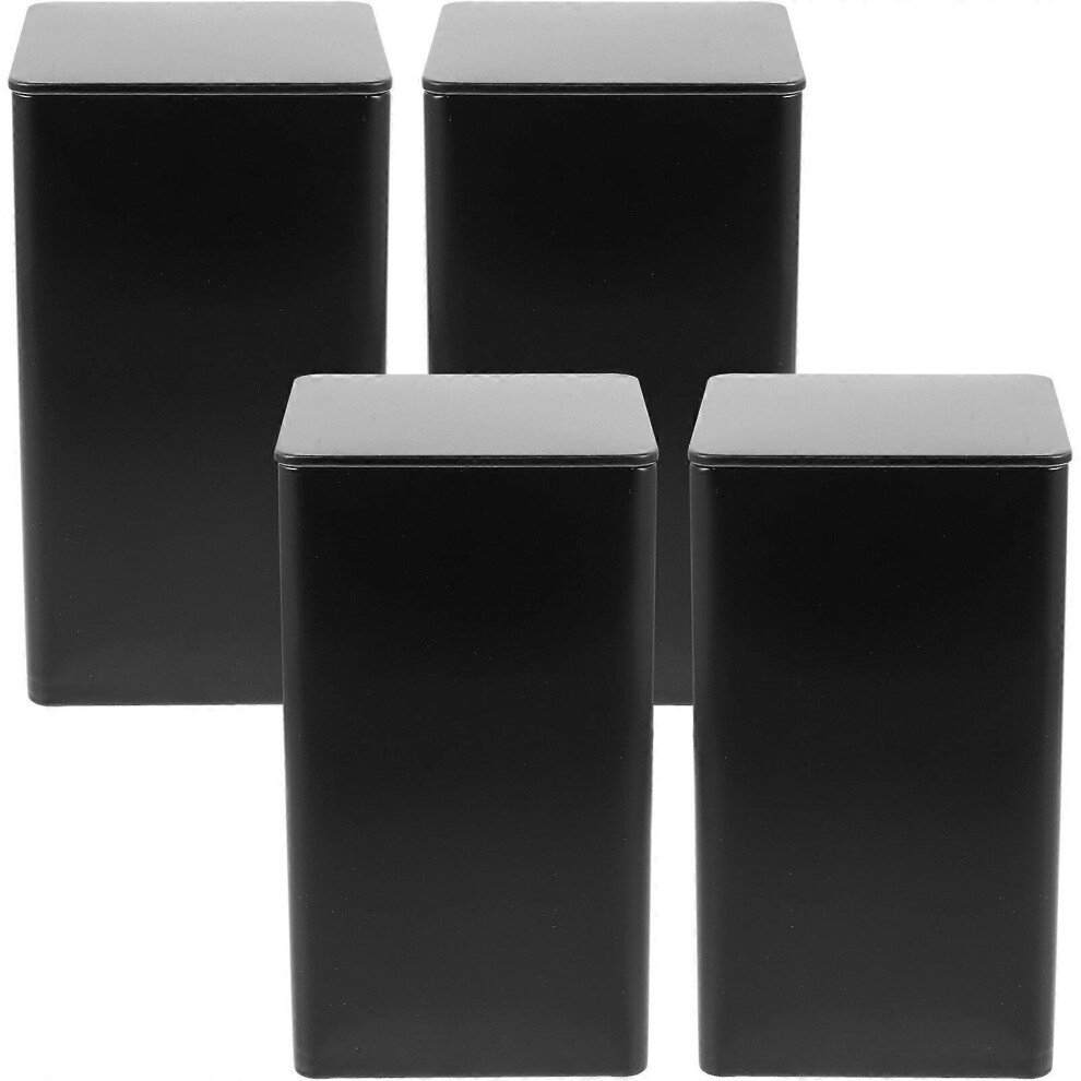 Kricely (, One Size) 4Pcs Storage Jars Tinplate Coffee Bean Container Storage Jar Loose Tea Jars Black