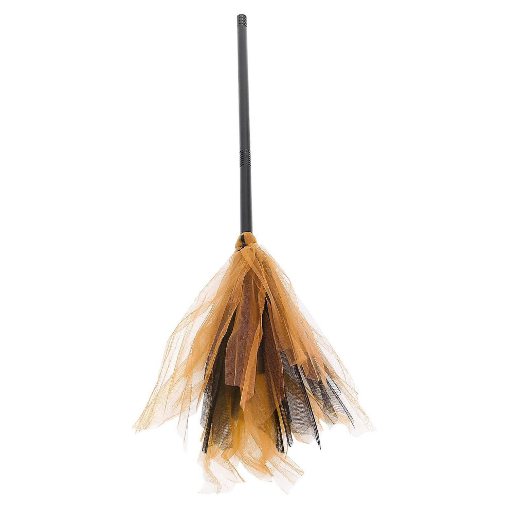 Kricely (, One Size) Halloween Witch Broom Gauze Plastic Witch Broomstick Detachable Witch Broom Prop Orange
