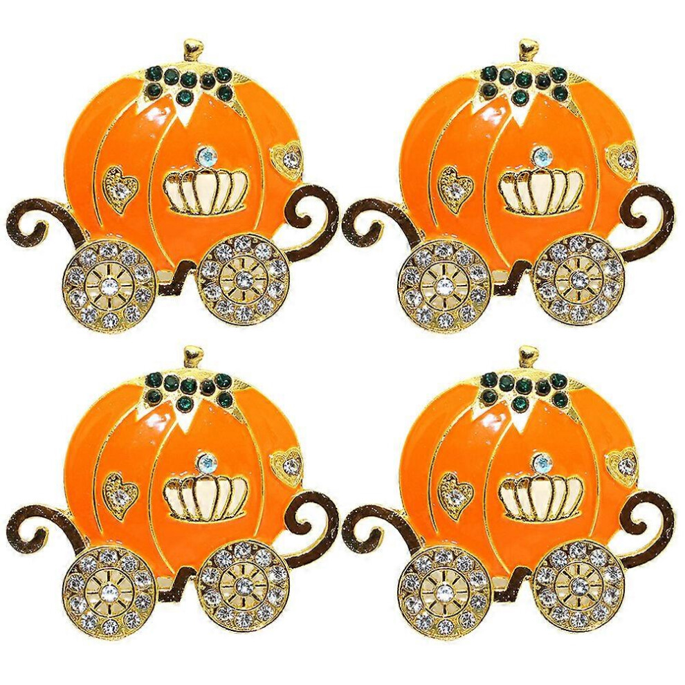 Kricely (, One Size) 4Pcs Halloween Pumpkin Cart Napkin Ring Cute Napkin Ring Holders Metal Napkin Ring For Thanksgiving Party Orange