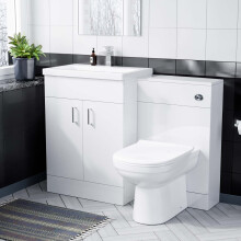 Nes Home 600mm White Basin Vanity & WC Unit & Back to Wall Toilet