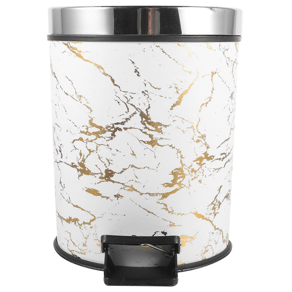 Kricely (31.00X25.00x25.00cm, As Shown) Marble Pattern Kitchen Trash Can Household Garbage Container Lidded Trash Can