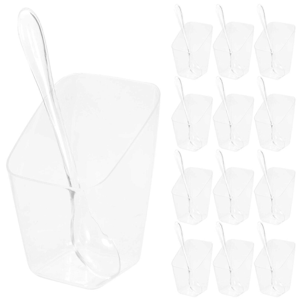 Kricely (Transparent, One Size) 50 Sets Dessert Cups Pudding Containers Fruit Yogurt Cups Pudding Cups With Spoons