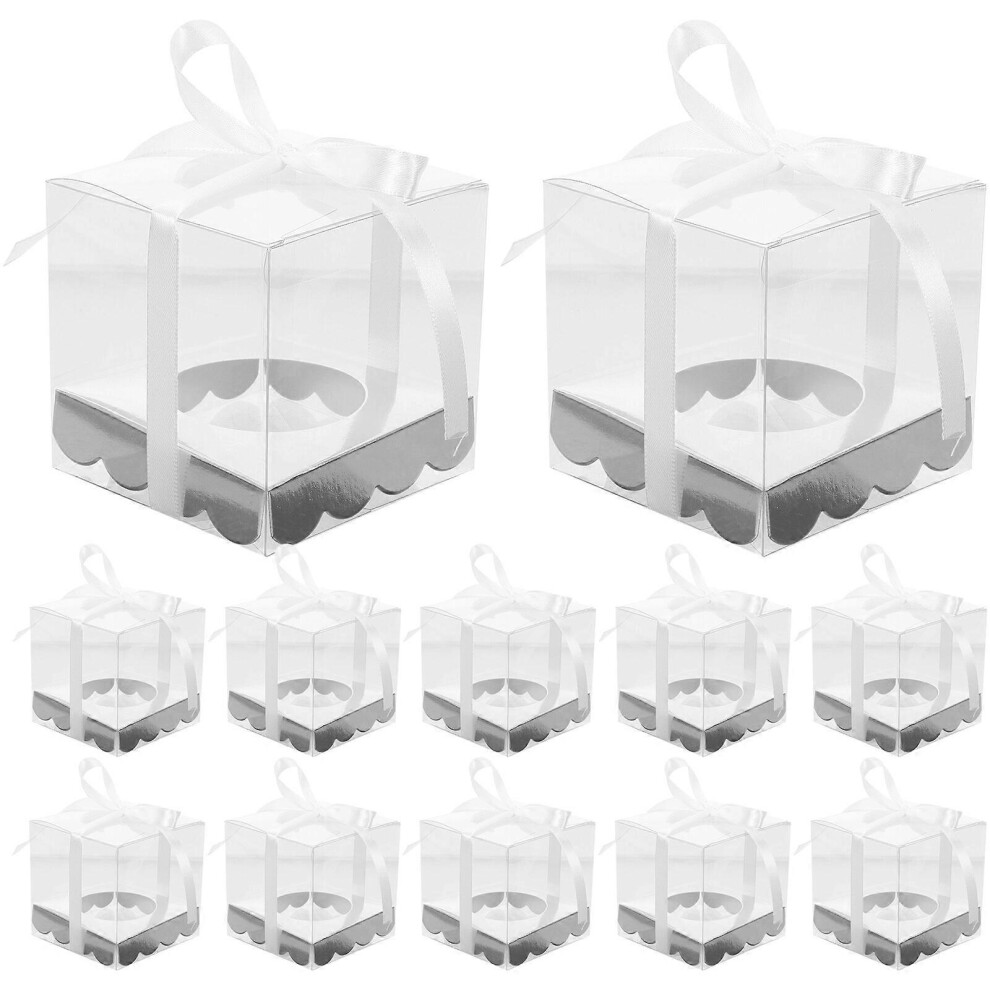 Kricely (As Show, One Size) 12Pcs Clear Cake Box Transparent Box Clear Packaging Box Clear Gift Boxes Wedding Candy Boxes