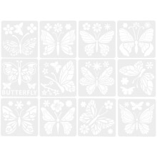 (As show, One size) 12pcs Butterflies Pattern Templates Hollow Painting Template DIY Drawing Template