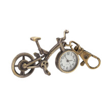 (As show, One size) Creative Bycicle Shaped Pocket Watch Retro Hanging Watch Delicate Craft Hanging Pendant with Key Chain