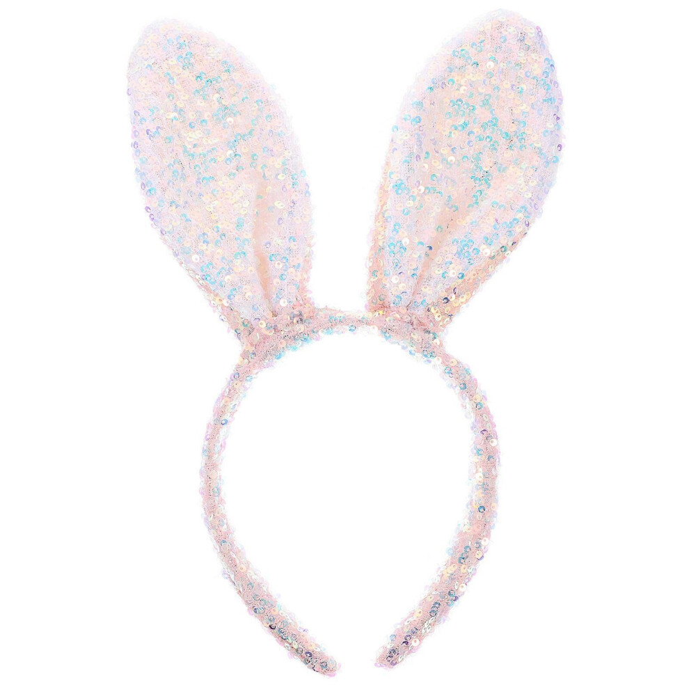 Kricely Pink (, One Size) Bunny Ears Headband Glittering Easter Headband Cosplay Headband Costume Hair Accessory