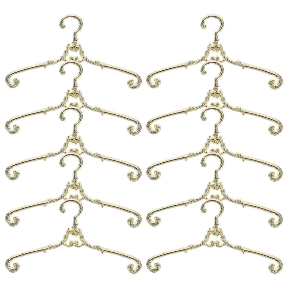 Kricely (As Show, One Size) 10Pcs Metal Dolls Clothes Hangers Dollhouse Clothes Mini Doll Coat Hanger Alloy Hangers