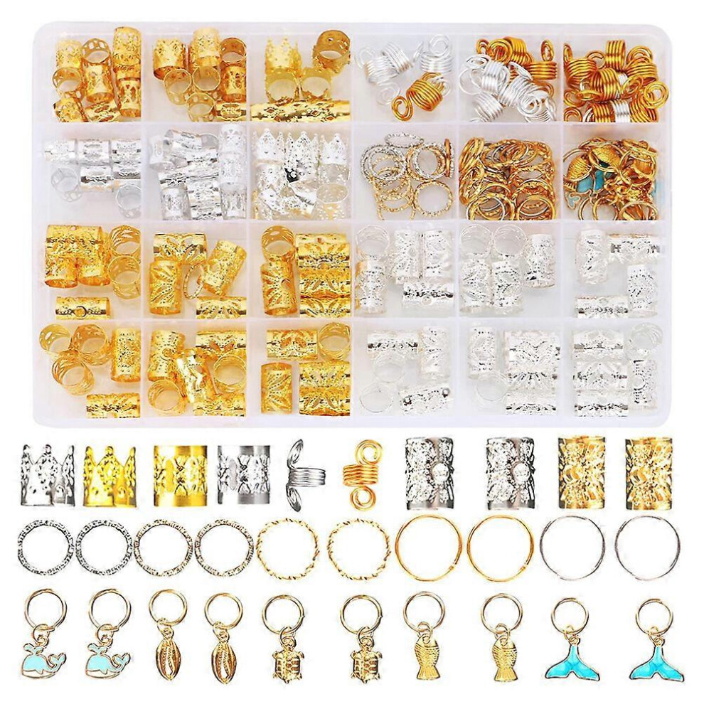 Kricely (As Show, One Size) 200Pcs Dreadlock Accessories Hair Braid Rings Braid Hair Accessories For Women