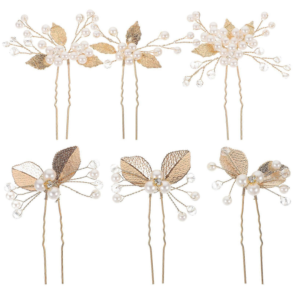 Kricely (As Show, One Size) 6Pcs Pearl Hair Pins Bobby Bridal Hairpins Wedding Hair Pins Bridal Headpieces