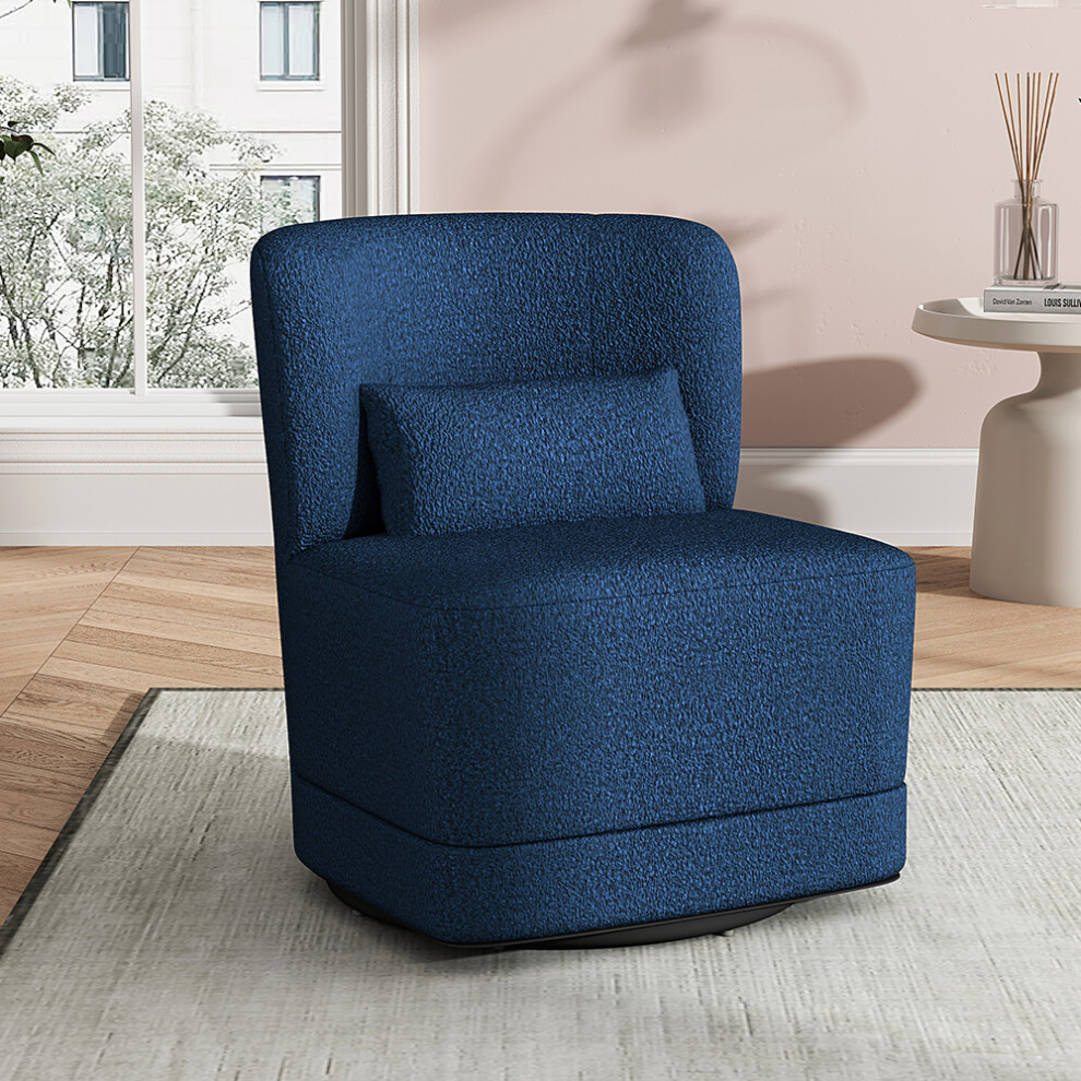 Teddy Fur Upholstered Swivel Barrel Chair with Pillow