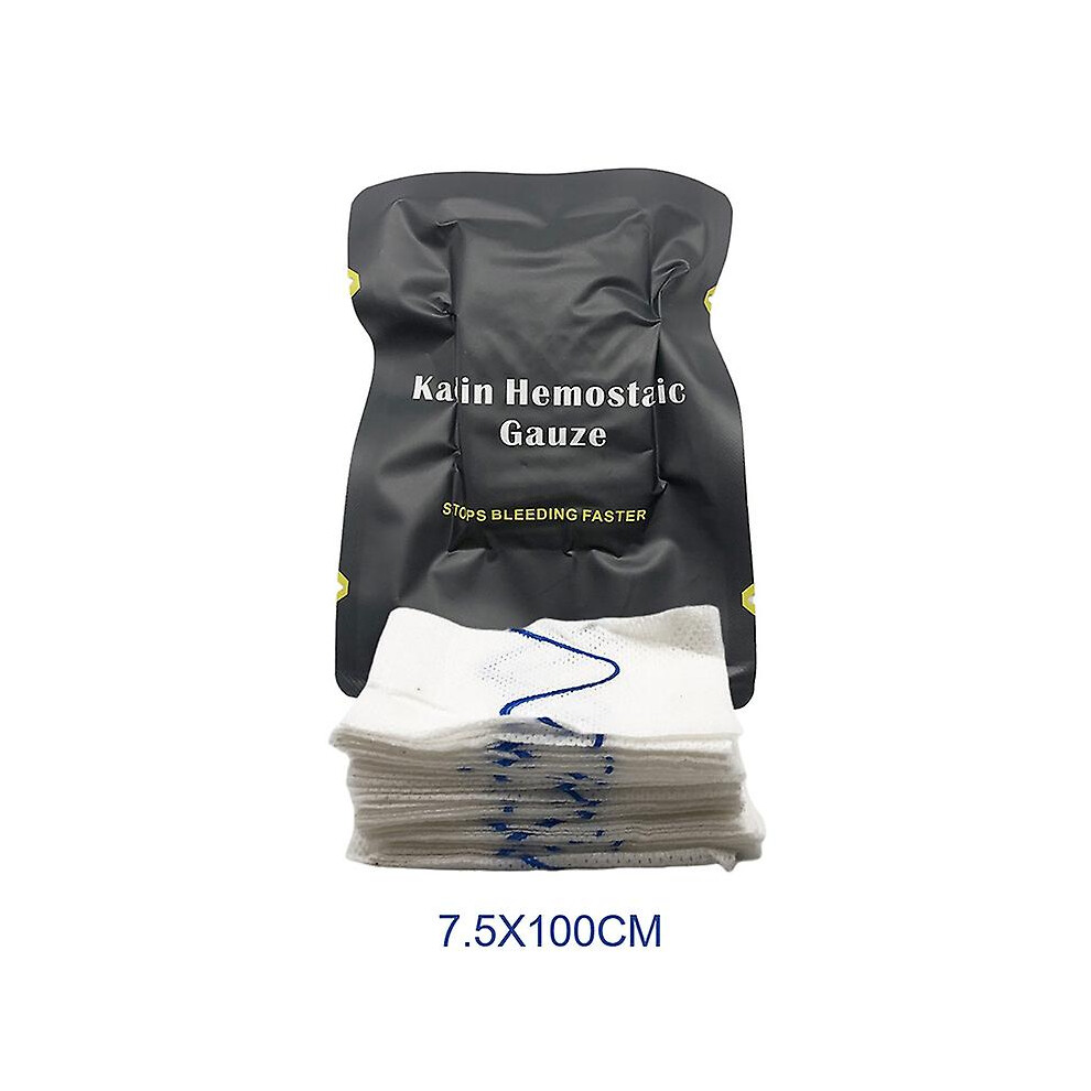 Kikidex (7.5X100cm, One Size) Hemostatic Kaolin Gauze Combat Emergency Trauma Z-Fold Soluble For Ifak Tactical