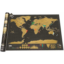 (As show, One size) Scratch Off World Map For Travelers, Black And Gold Map 82 X 59 Cm