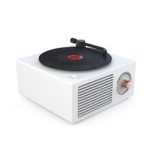 (As show, One size) B10 Atomic Bluetooth Speakers Retro Vinyl Player Desktop Wireless Creative Multifunction Mini Stereo Speakers(elegant White)