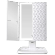 (As show, One size) Makeup Mirror Vanity Mirror With Lights - 3 Color Lighting Modes 72 Led Trifold Mirror, Touch Control Design, 1x/2x/3x Magnification, Portable