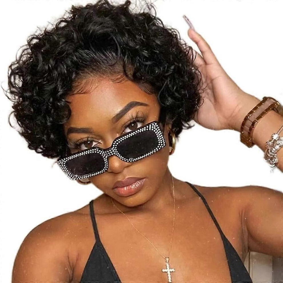 Exsader Unisex Not,Specified (As Show, One Size) 100% Organic Short Lace Wig Human Hair Wig