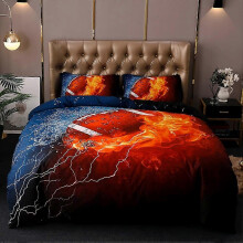 (As show, One size) Bedding Duvet Cover Set 2 Piece Set 1 Duvet Cover+1 Pillowcase 3D Sports Football Microfiber Bedding Football Twin 59 x 83 Duvet Cover