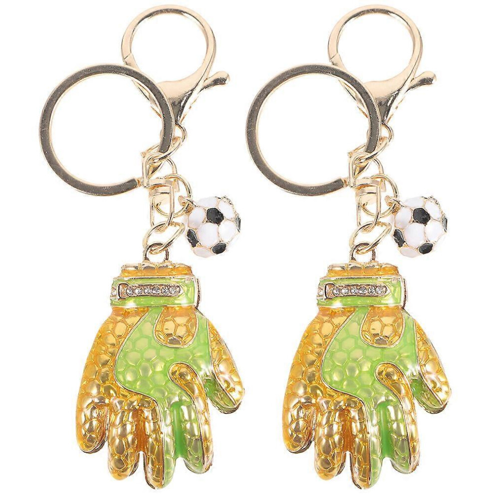 Kricely (As Show, One Size) 2Pcs Glove Shaped Keychain Luggage Hanging Car Key Pendant Schoolbag Ring Decoration