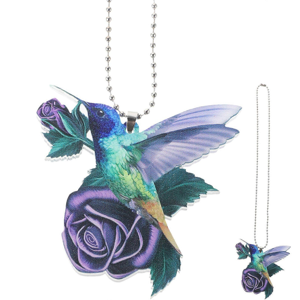 Kricely (As Show, One Size) Hummingbird Rose Hanging Ornament Car Rear View Mirror Hanging Accessories