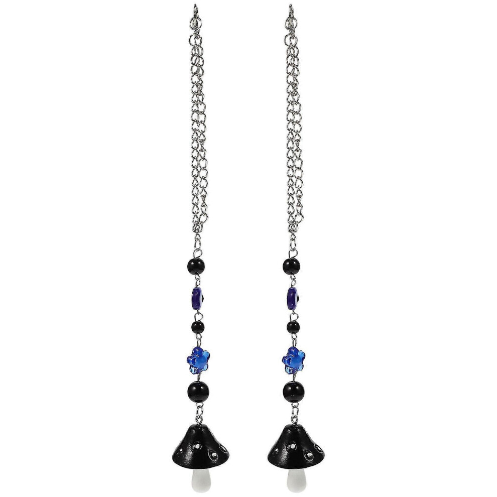Kricely (As Show, One Size) 2Pcs Mushroom Car Hanging Ornaments Creative Evil Eye Rear View Mirror Accessories