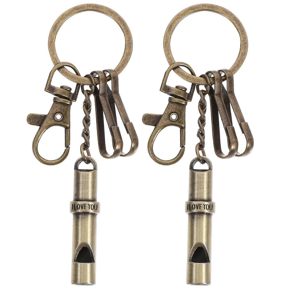 Kricely (As Show, One Size) 2Pcs Whistle Keychain Vintage Keychain Creative Key Ring Couples Keychain Gift